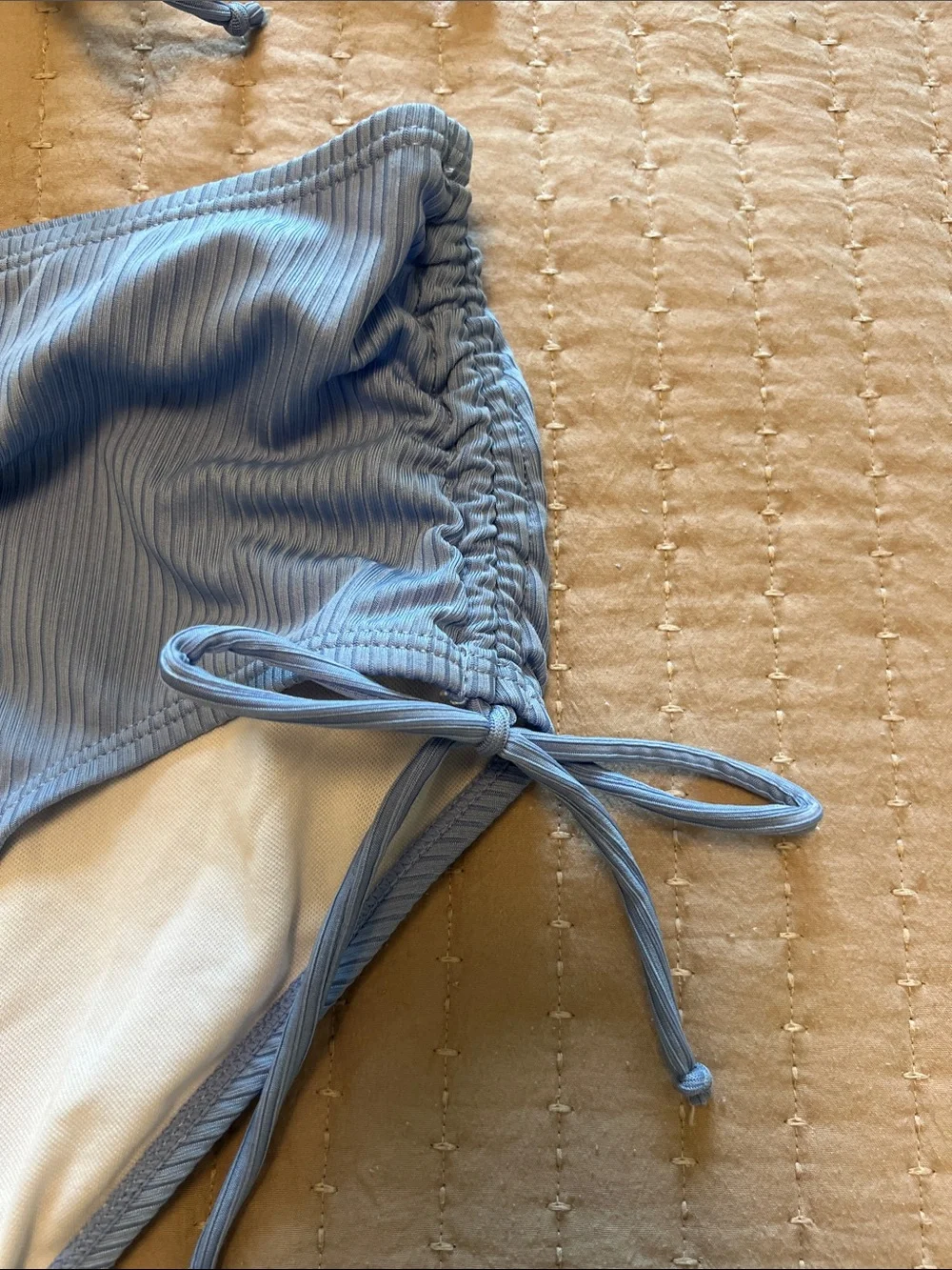 Ribbed Two-Piece Bikini Set in Dusty Blue
